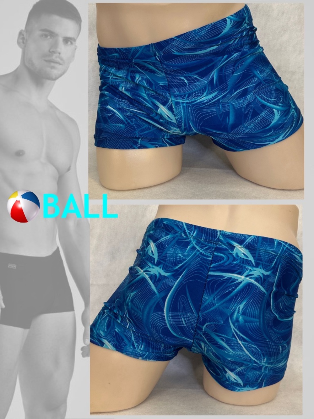 Ball Square Cut Swimsuit 32-38" waist Gently worn Nylon/spandex No size